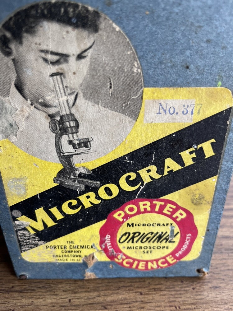 Vintage Porter Science Microcraft Senior Microscope #377 Original Box Untested
