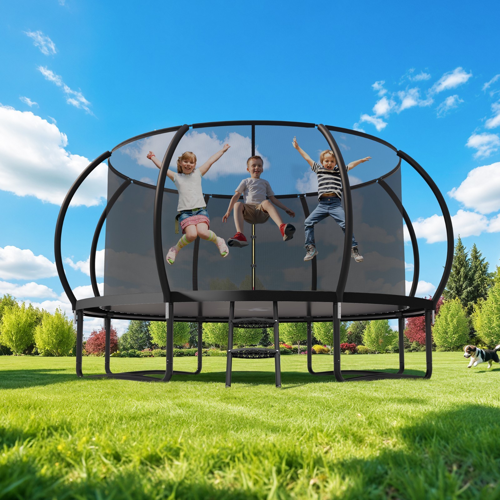 14FT 450LBS Trampoline Outdoor Trampoline for kids and Adults w/Enclosure net