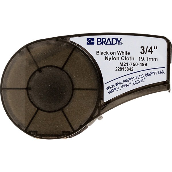 Brady BMP21 Mobile Printer Wire & Cable Labels, 3/4" x 16', Black/White, 1/Roll