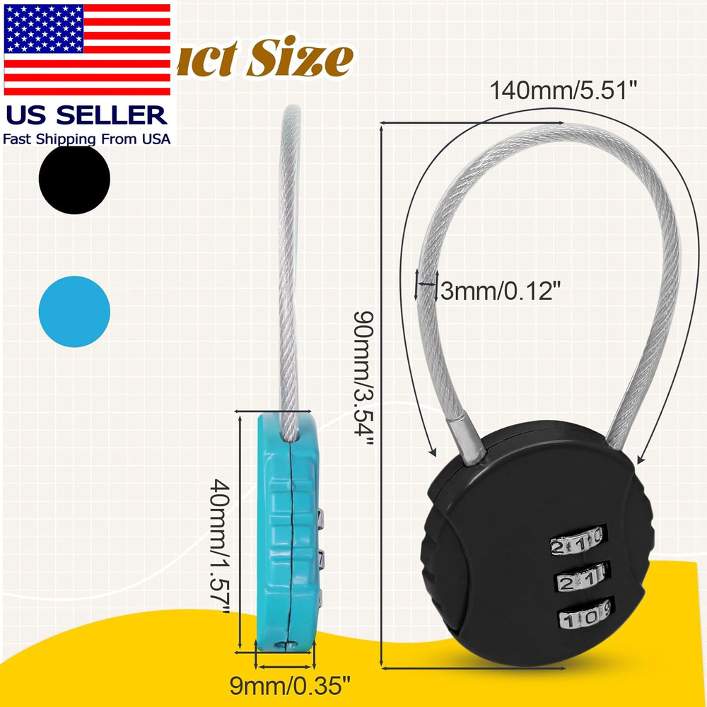 2 Pack 3 Digit Combination Lock - Outdoor Waterproof Padlock - Mini Combination