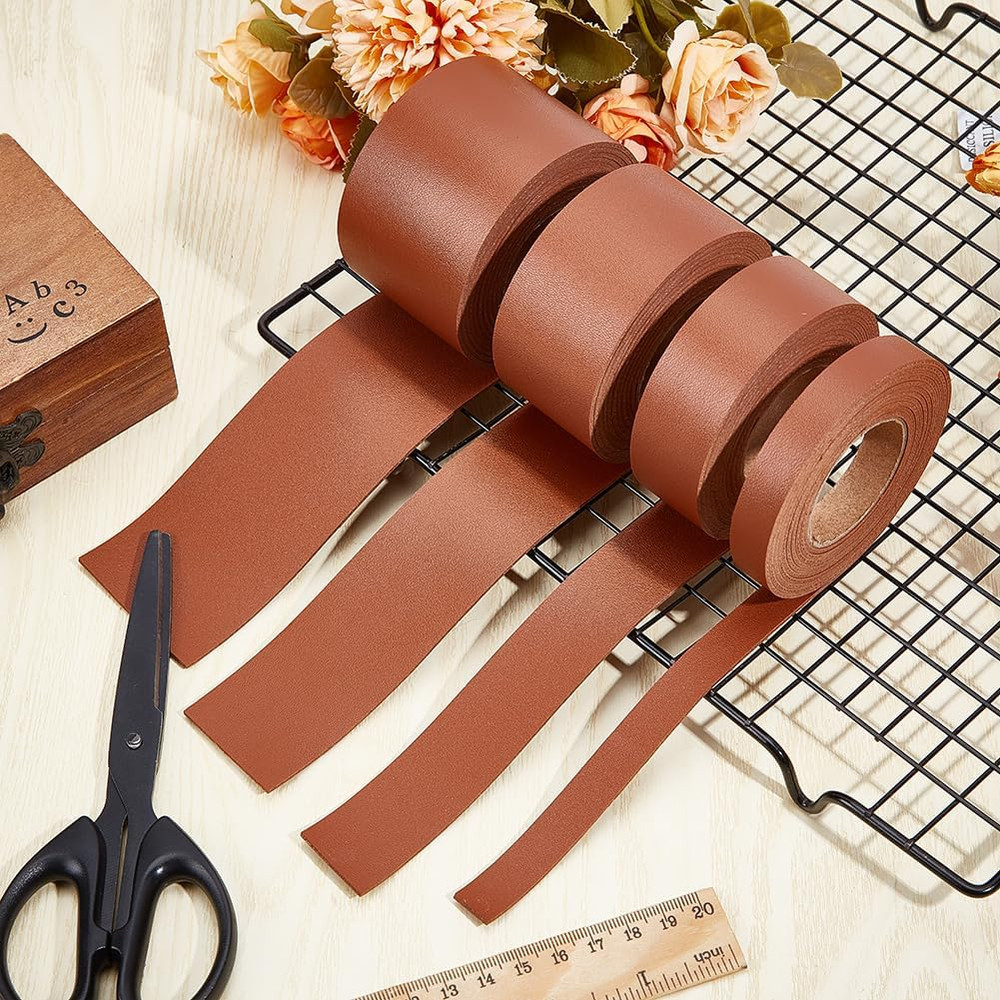 79" X 1/2" Double-Sided Leather Strings Lychee Grain Flat Leather Cord 1.7Mm Thi