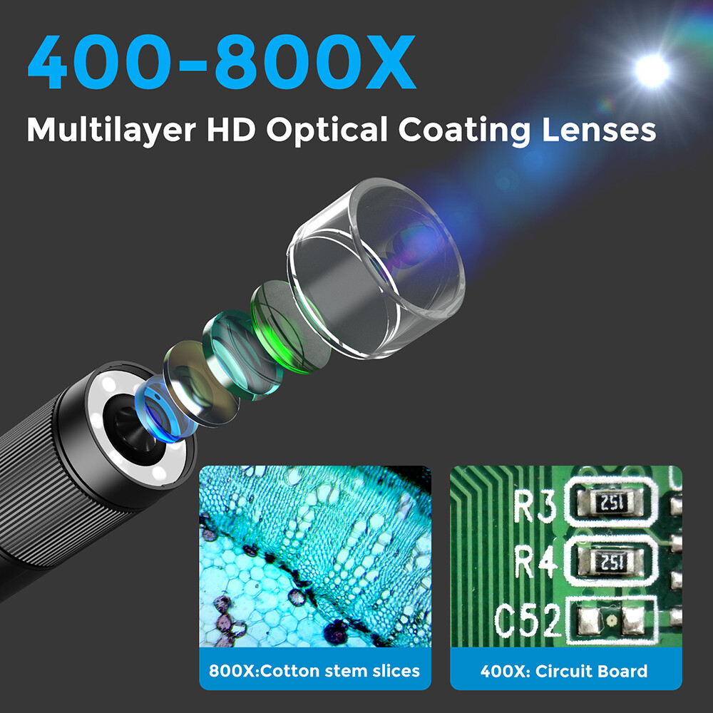 APEXEL Handheld Digital 400-800X Magnification Microscope LCD Screen for observe
