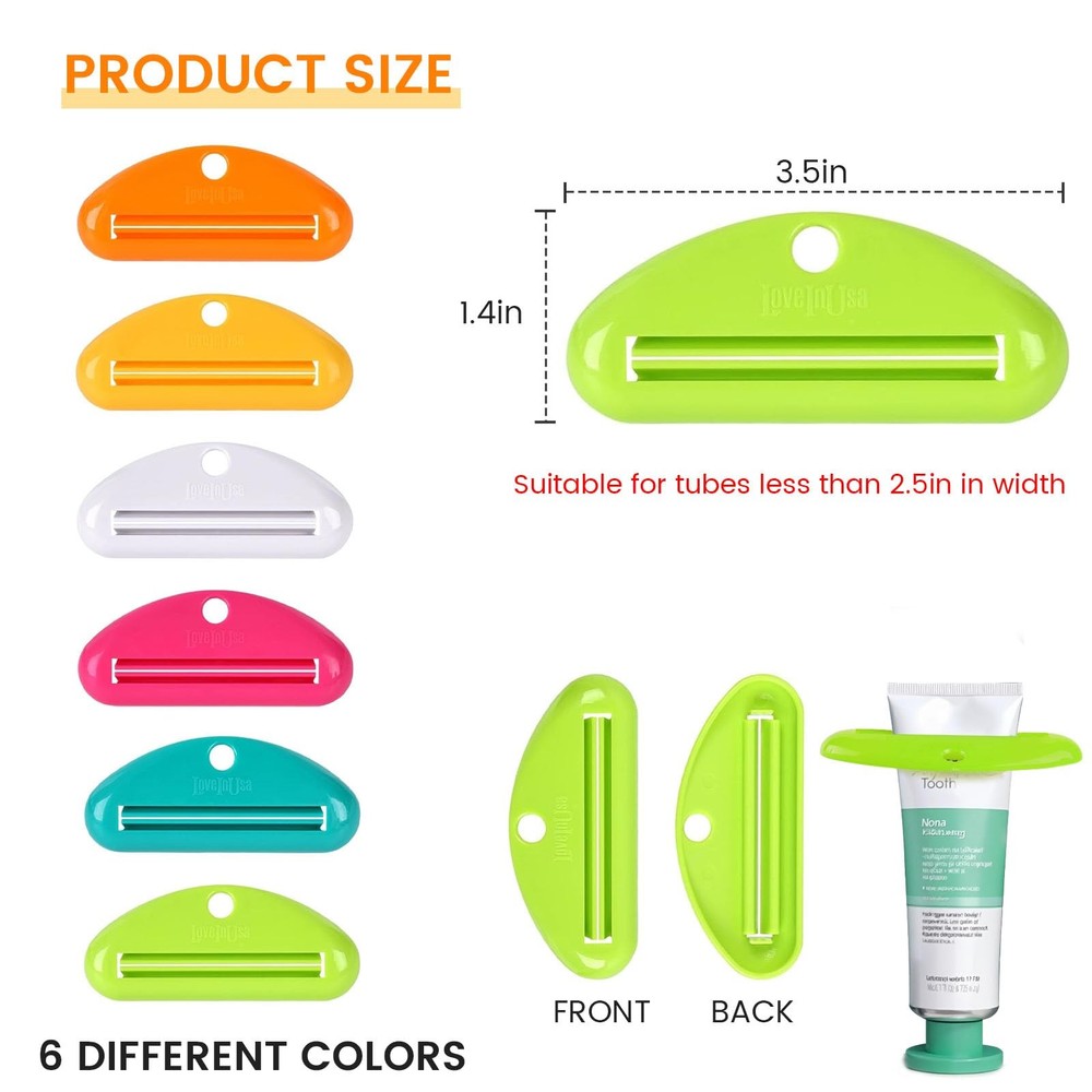 LOVEINUSA 6PCS Toothpaste Tube Squeezer Dispenser, Tooth Paste Medium, 6pcs