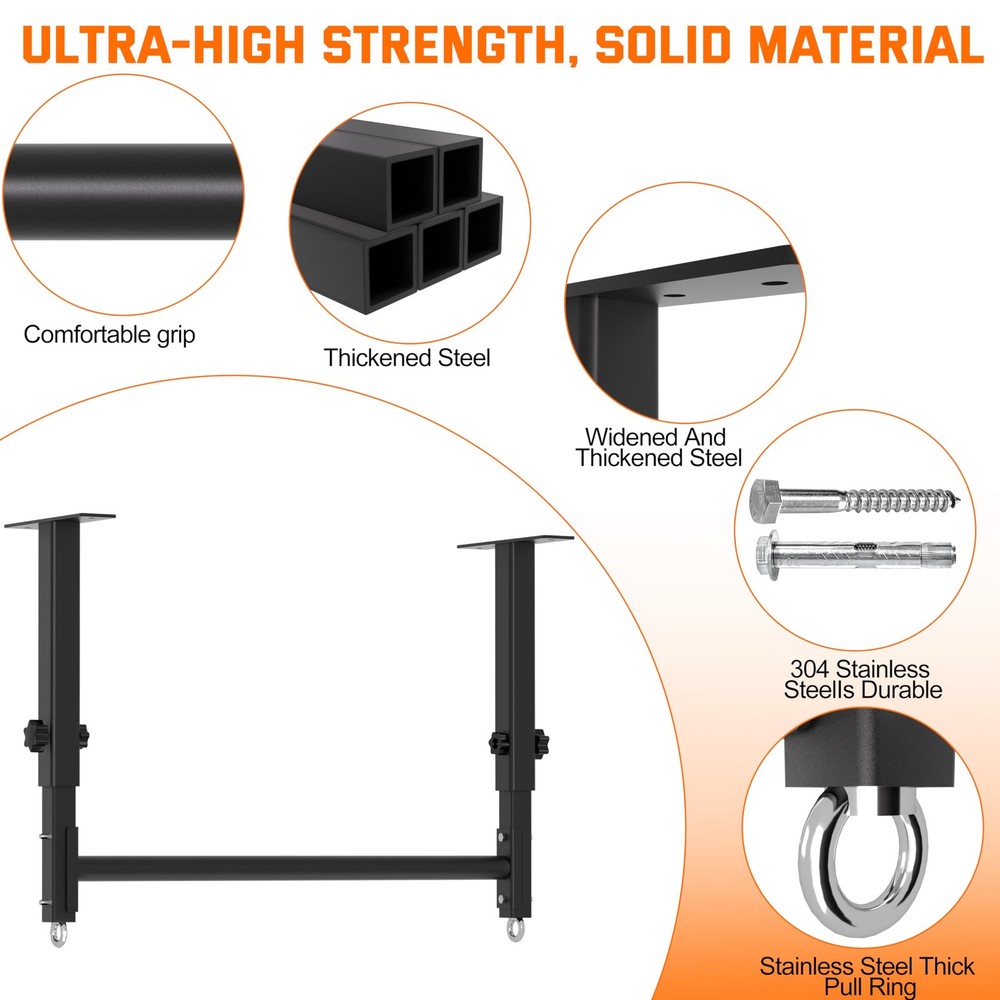 HWOOUSA 48" Ceiling Mount Pull Up Bar, Heavy Duty Multi-Grip Rafter Chin Up B...