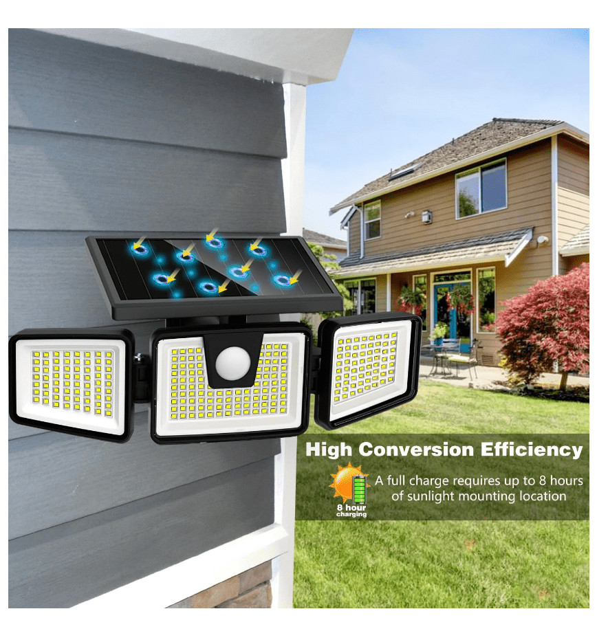 Ameri Top Solar Lights Outdoor Security Lights 2 Pack 3 Adjustable Heads