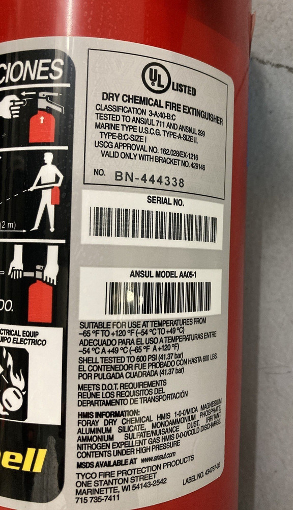 SimplexGrinnell Dry Chemical Fire Extinguisher AA05-1