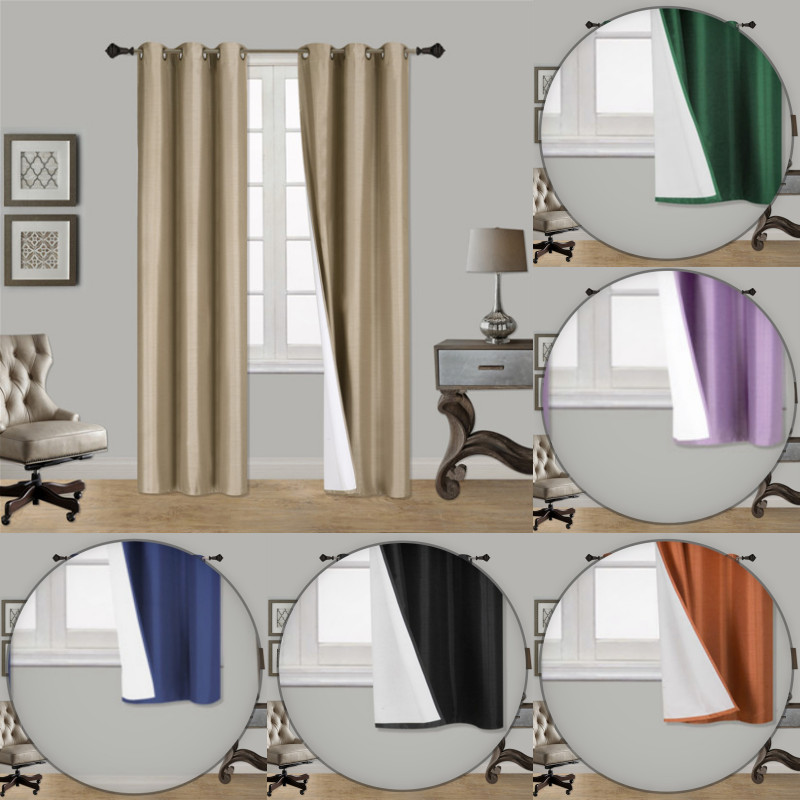 New 2 Panel Solid Lined Thermal Blackout Grommet Window Curtain Drape JK64