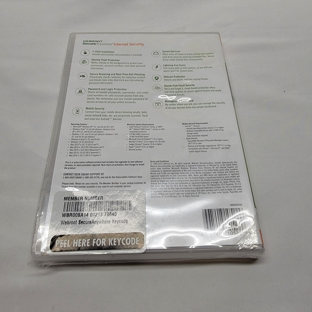 Sealed Webroot Secure Anywhere Internet Security - Full Version for Win & Mac