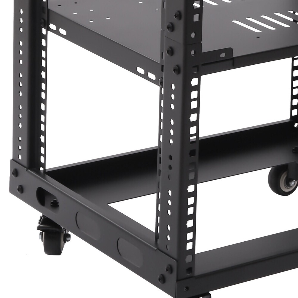 Adjustable 18U Four Post Open Frame Network Server Rack Holder on Caters