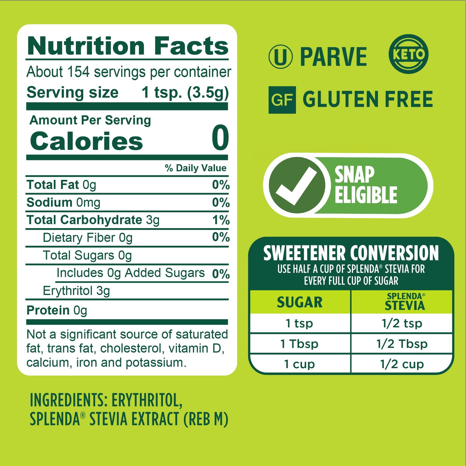 Splenda Stevia Sweetener Jar, 19oz