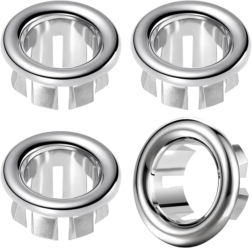 Sink Overflow Ring, 4-Pack Universal Fit Chrome Basin Trim Ring – Easy Install