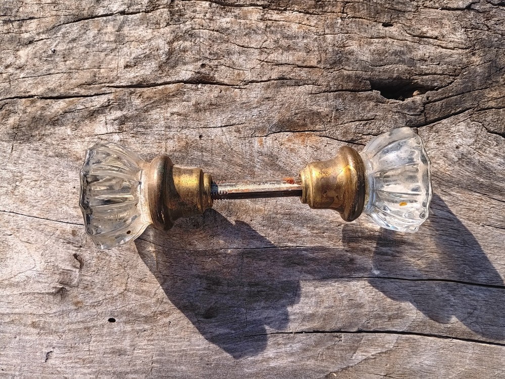 Vintage Art Deco Glass Door Knobs Pair