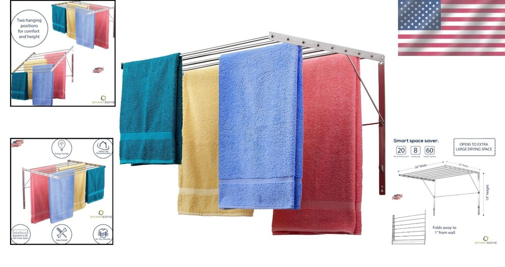 Multi-Position Stainless Steel Clothes Drying Rack | 30" Wide | Easy Install