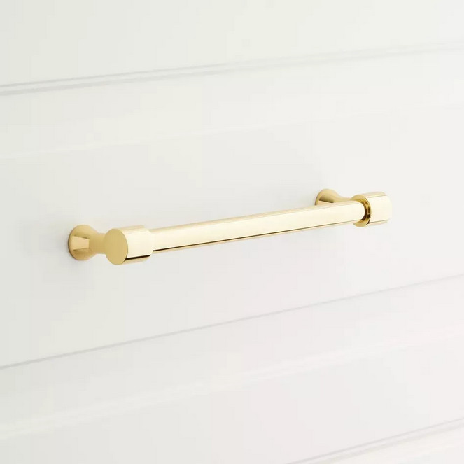Signature Hardware - 6" Strasbourg Solid Brass Cabinet Pull - Polished Brass