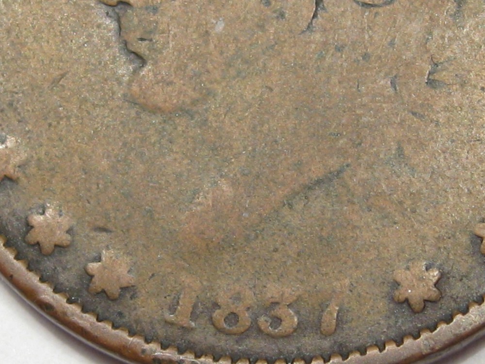 1837 US Hard-Times Token: One Cent (Rotated Reverse). #10