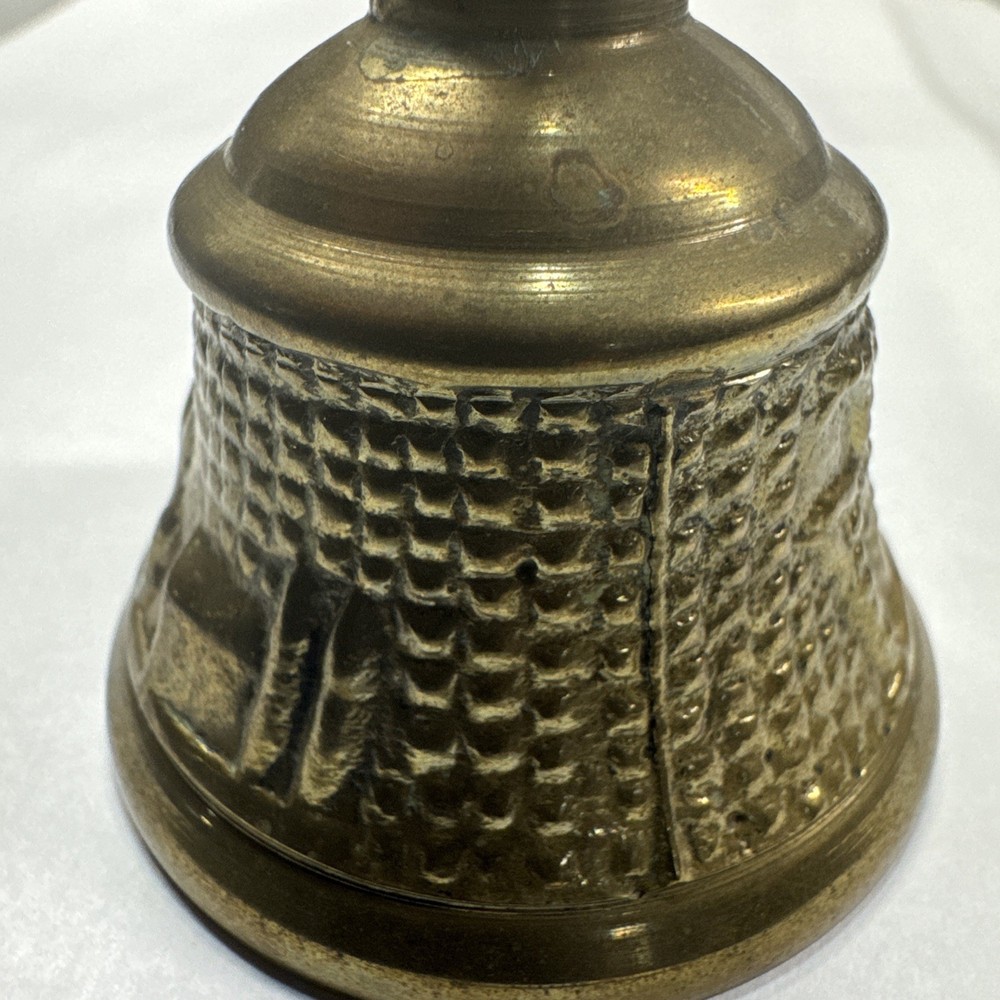 Antique Solid Brass Bell School Dinner Christmas 3.75”