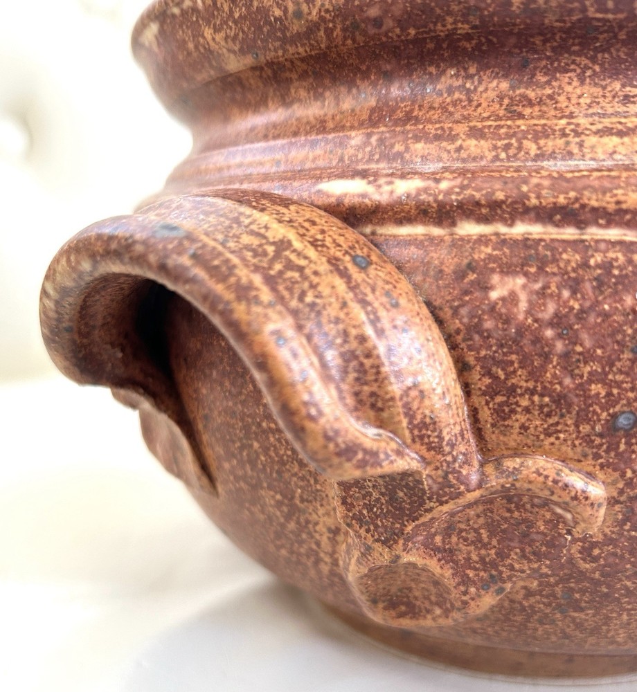 Vintage Primitive Stoneware Lidded Bean Pot Marked Townsend