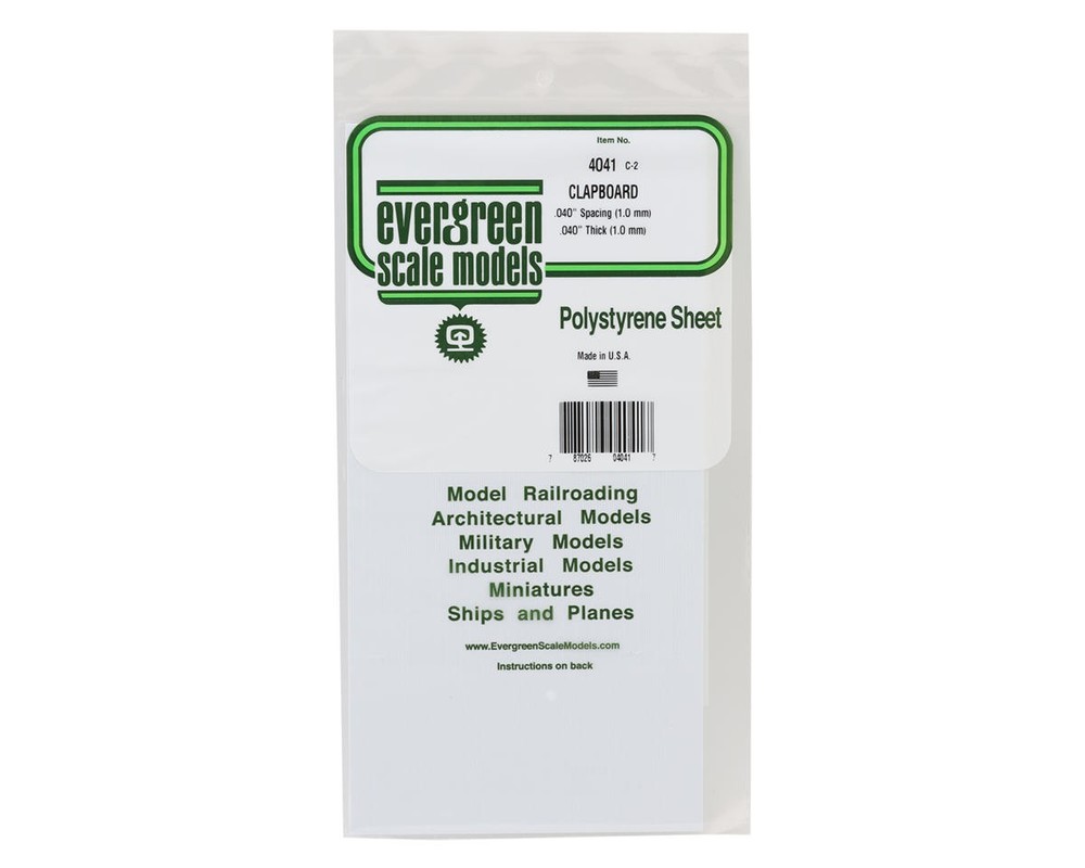 Evergreen Scale Models Polystyrene Clapboard Siding Sheet (6x12x0.04")