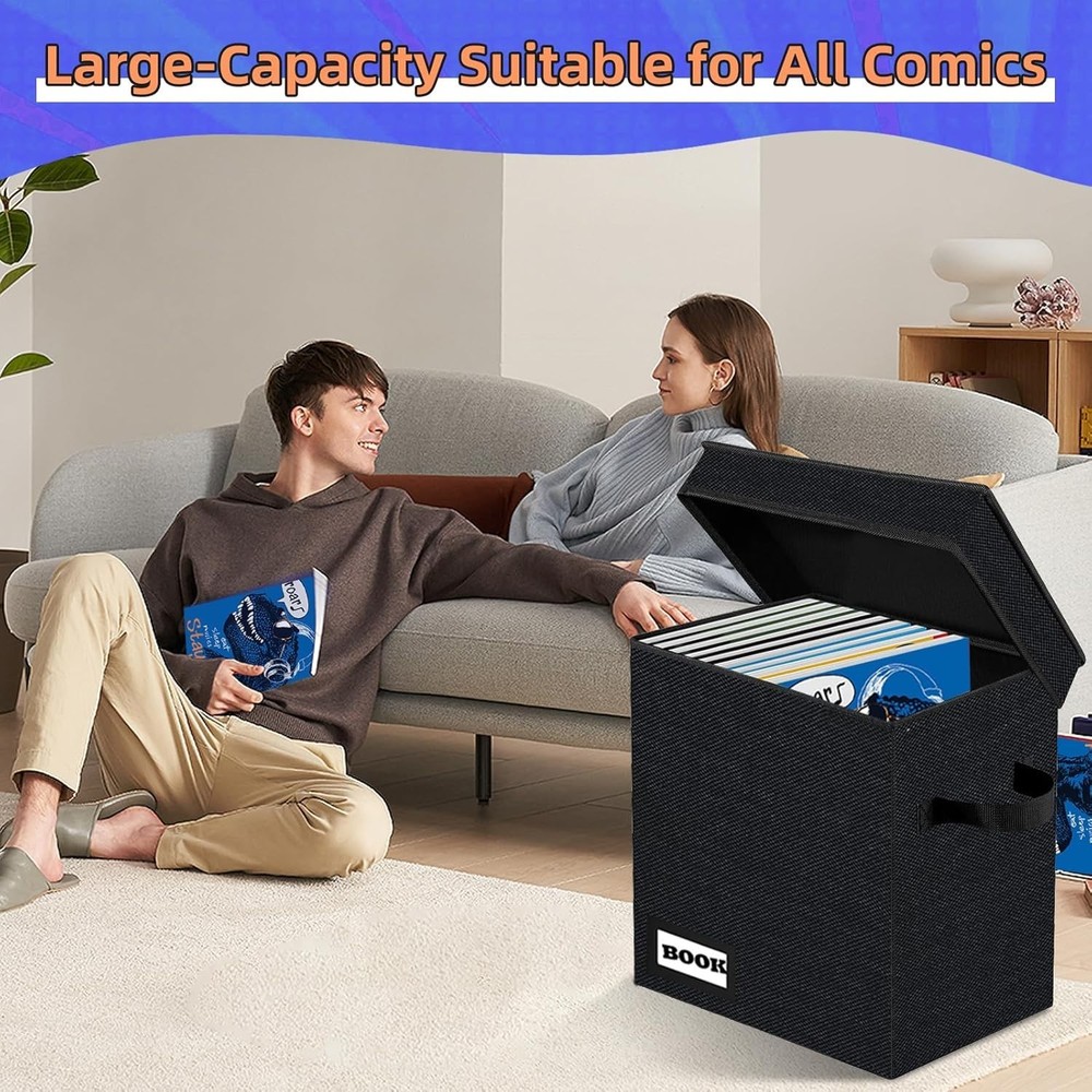 Collapsible 2-Pack Comic Book Storage Box - Durable & Water-Resistant
