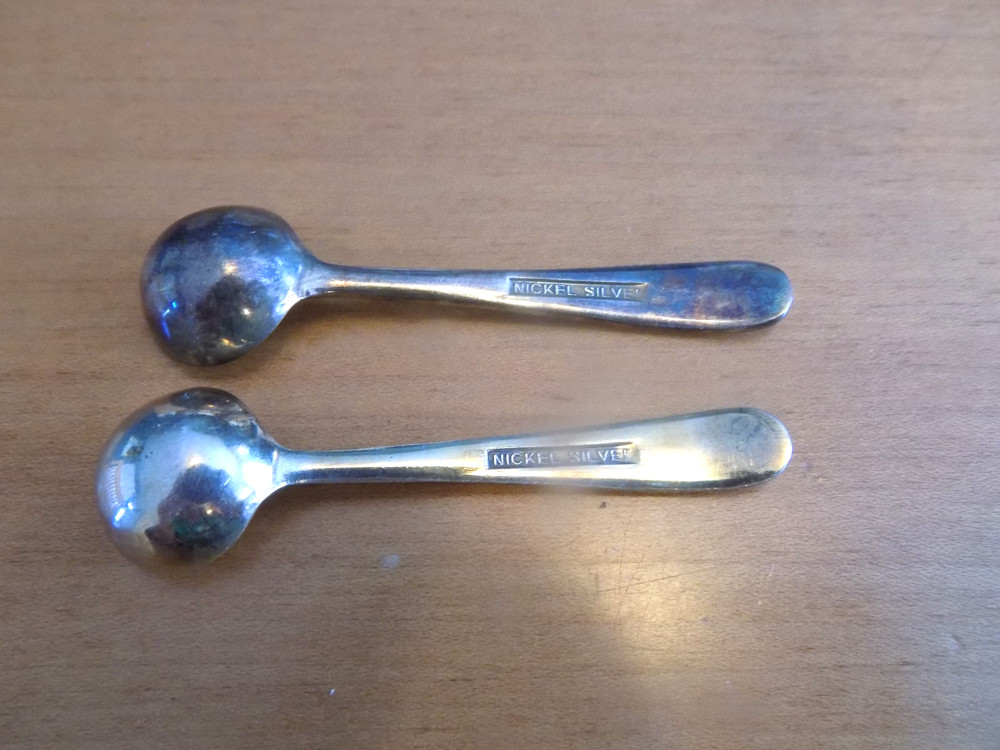 Sugar scuttle pair with spoons