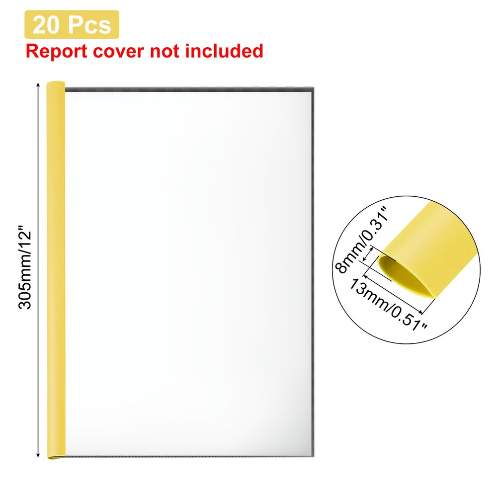 20Pcs 13x8mm Binding Bars, 50 Sheets Capacity, Yellow