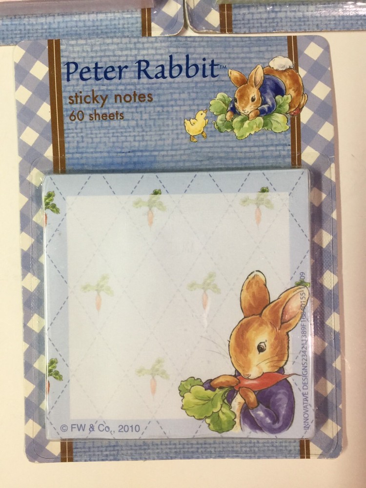 Qty 3) Beatrix Potter Peter Rabbit Sticky Note Pad 3X3” * 60 Sheets each