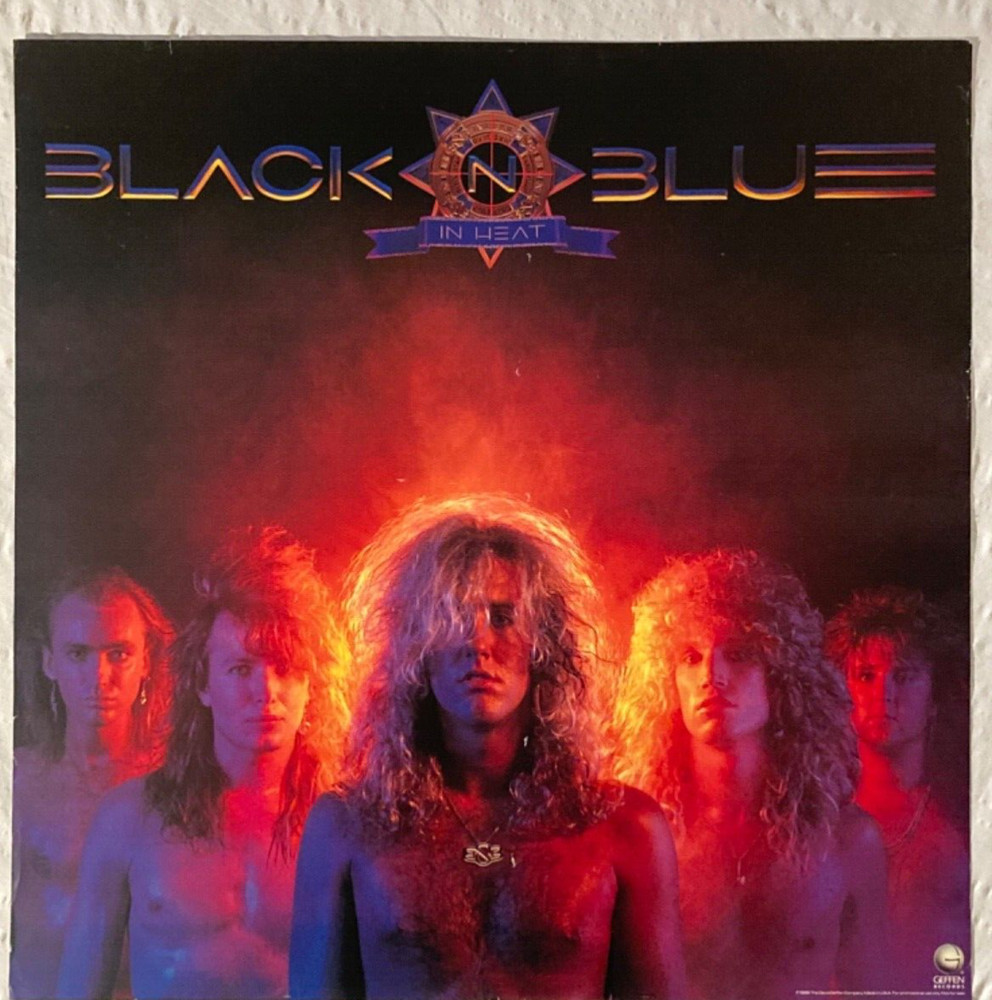 Black N Blue 1988 Promo Poster In Heat Tommy Thayer Gene Simmons Kiss Glam Metal