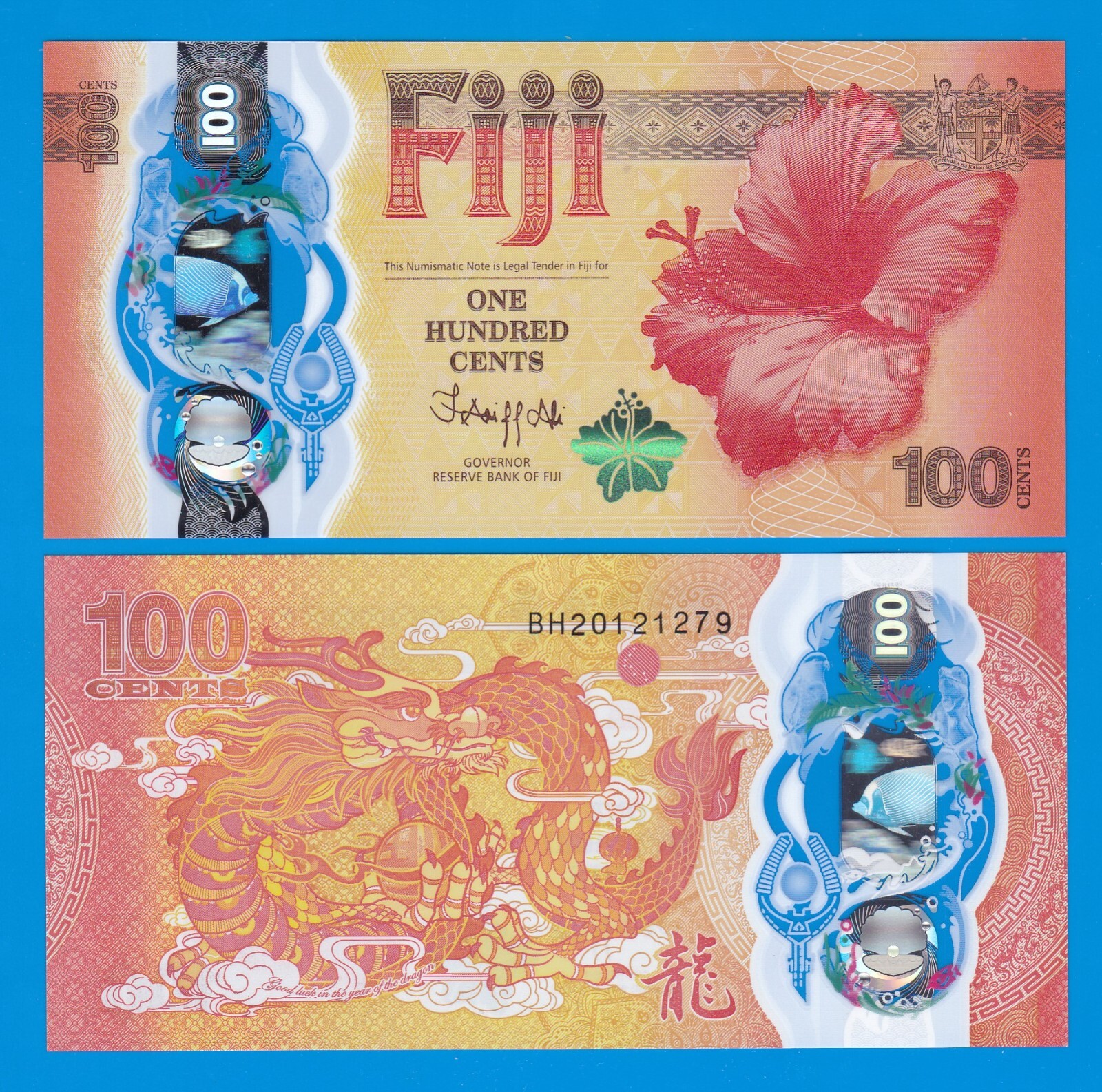 FIJI 100 Cents P 124 New 2023 UNC Polymer Commemorative Year of the Dragon