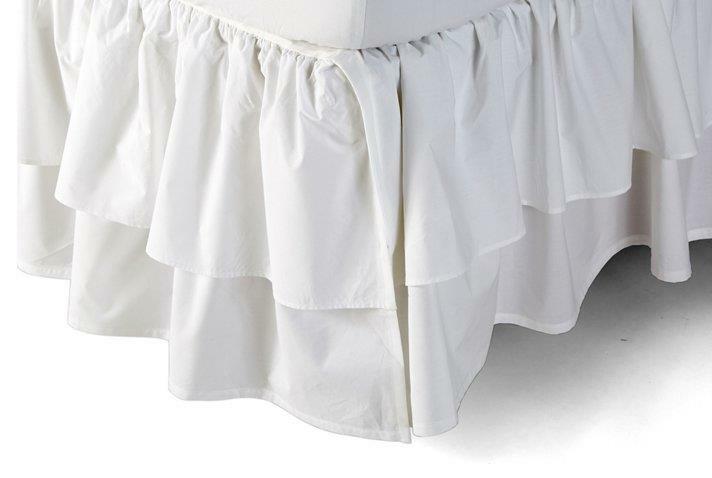 RACHEL ASHWELL COUTURE Liliput White Double Ruffle QUEEN BEDSKIRT Shabby Chic