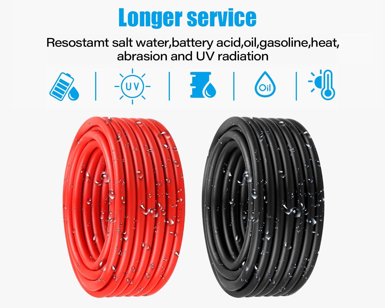 Kimbluth 8 AWG Solar Cable 50FT Red + Black Tinned Copper 8AWG