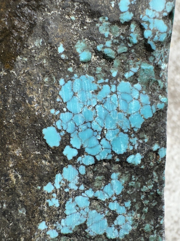 Hubei turquoise rough , solid spiderwebs nuggets in blue color tight pattern