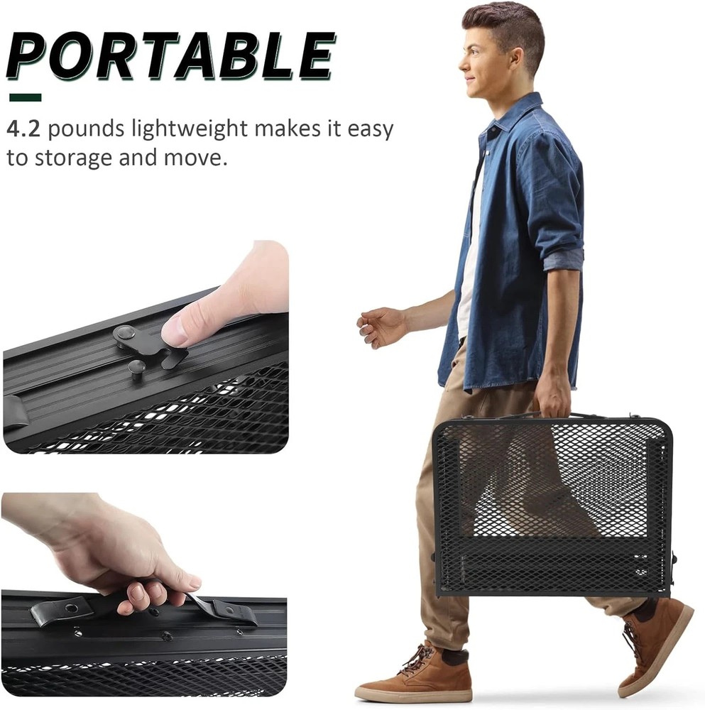 Folding Table, 2X1.3 FT Camping Table with Mesh Desktop,Folding Grill Table with