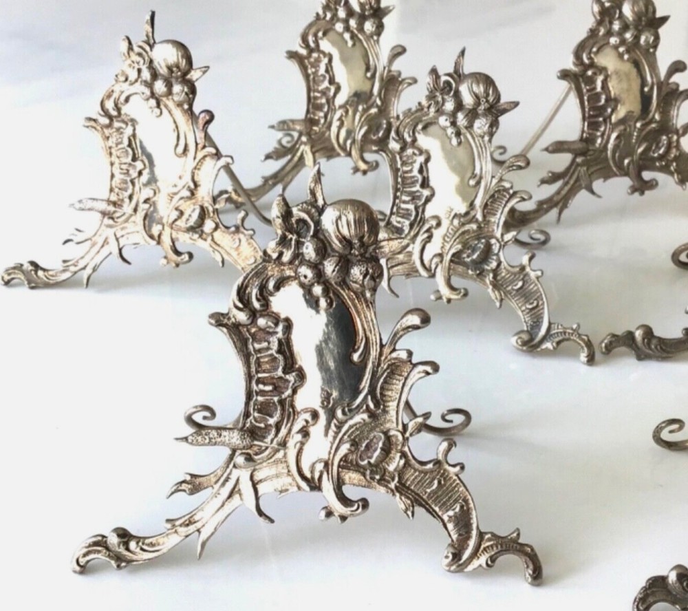 silver German solid silver card menu or name Holder Rococo 10/PS
