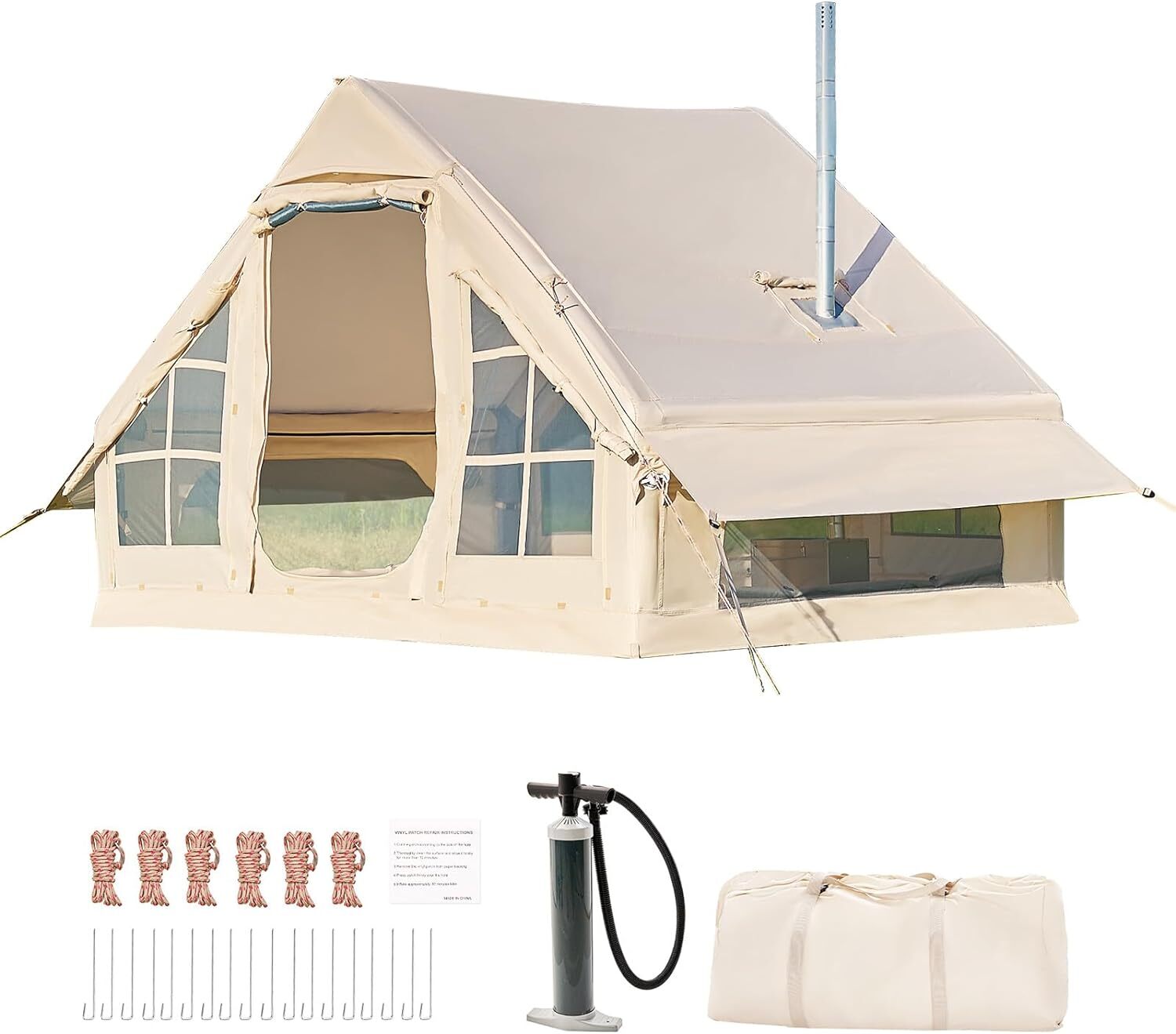 SLSY Inflatable Camping Tent with Pump 6 Person Family Camping Tent with Window