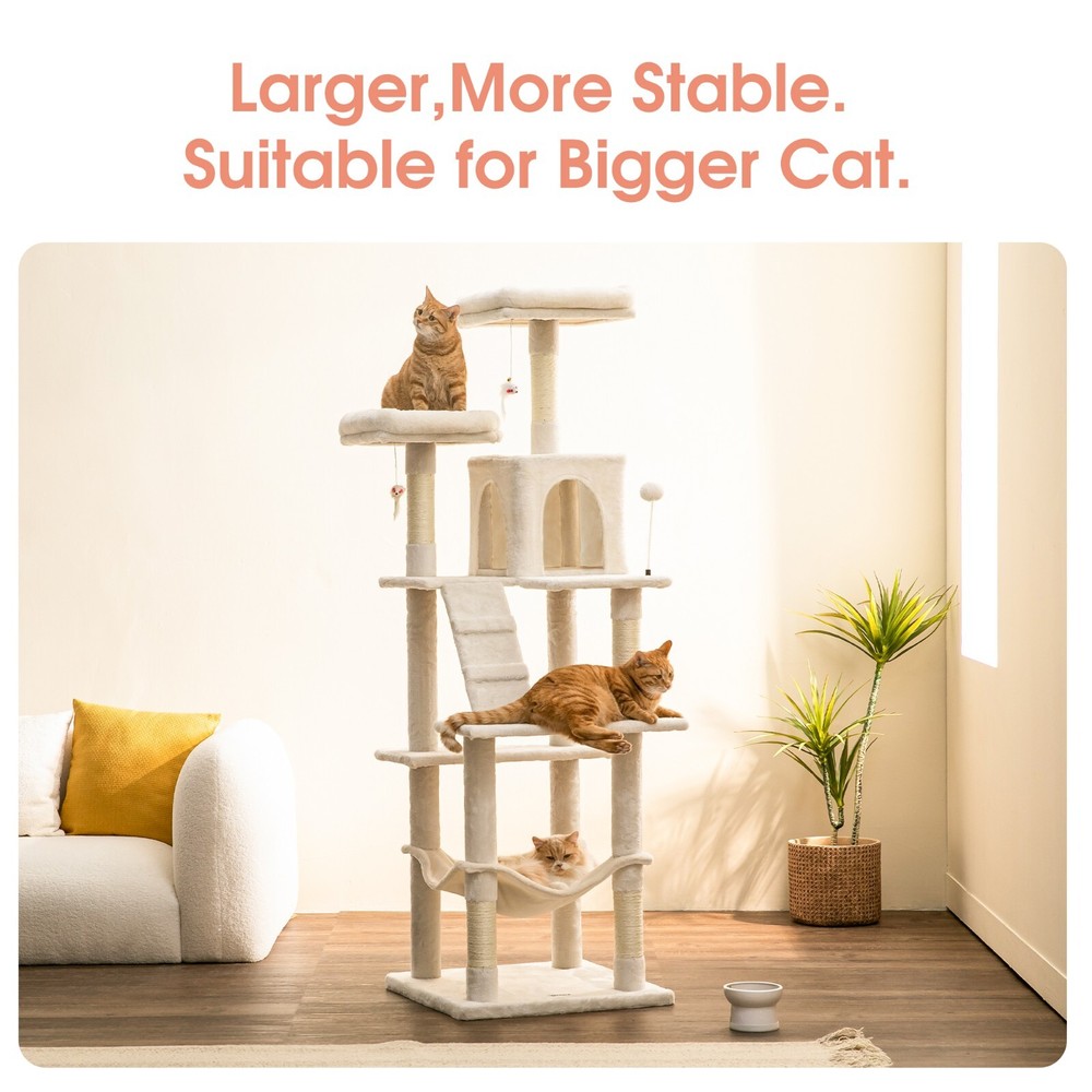70.1" Cat Tree for Large Cat Climbing Tower Condo Scratching Post Kitty Rest