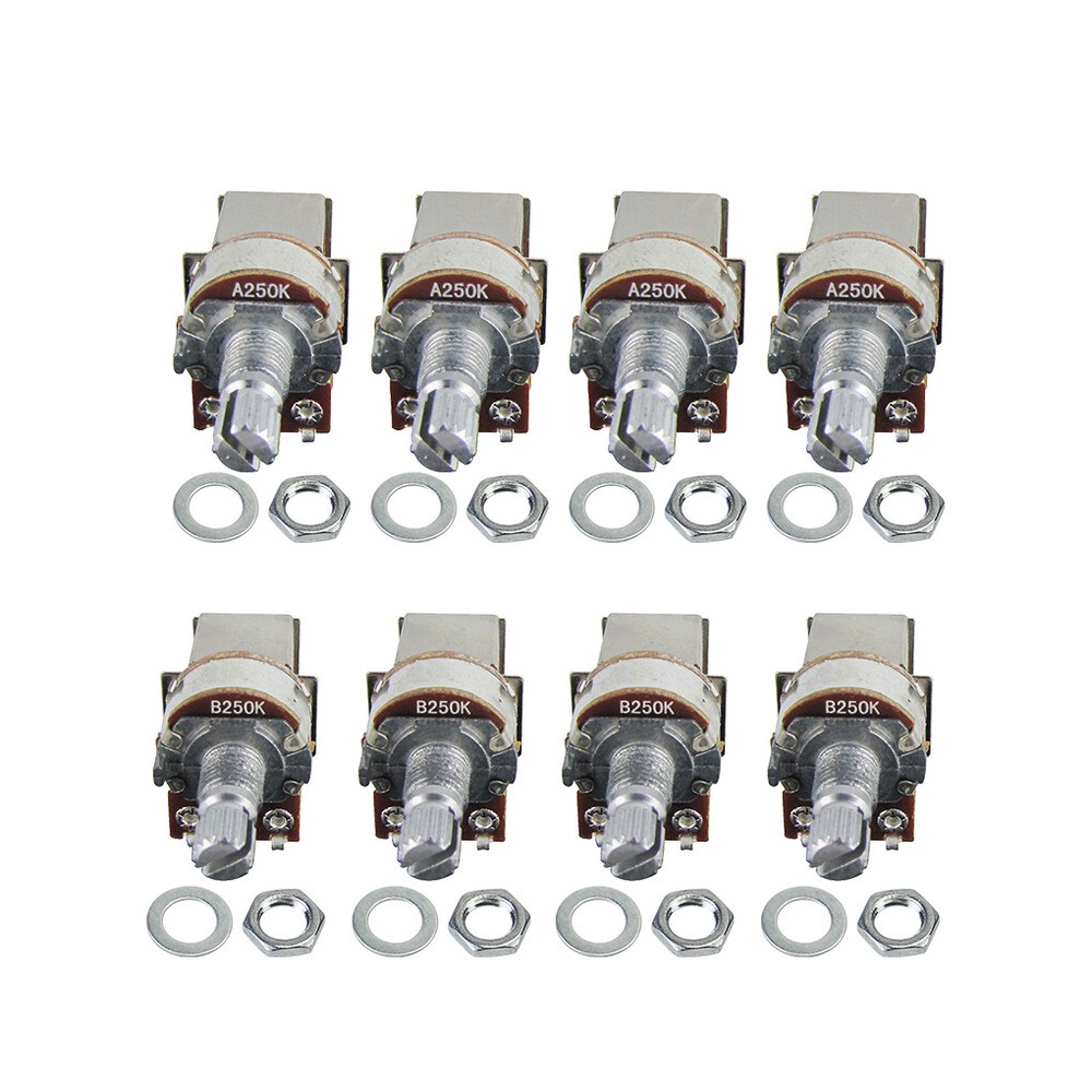FLEOR 8pcs A250K+B250K Push Pull Potentiometer Pots Volume Tone  Short Shaft