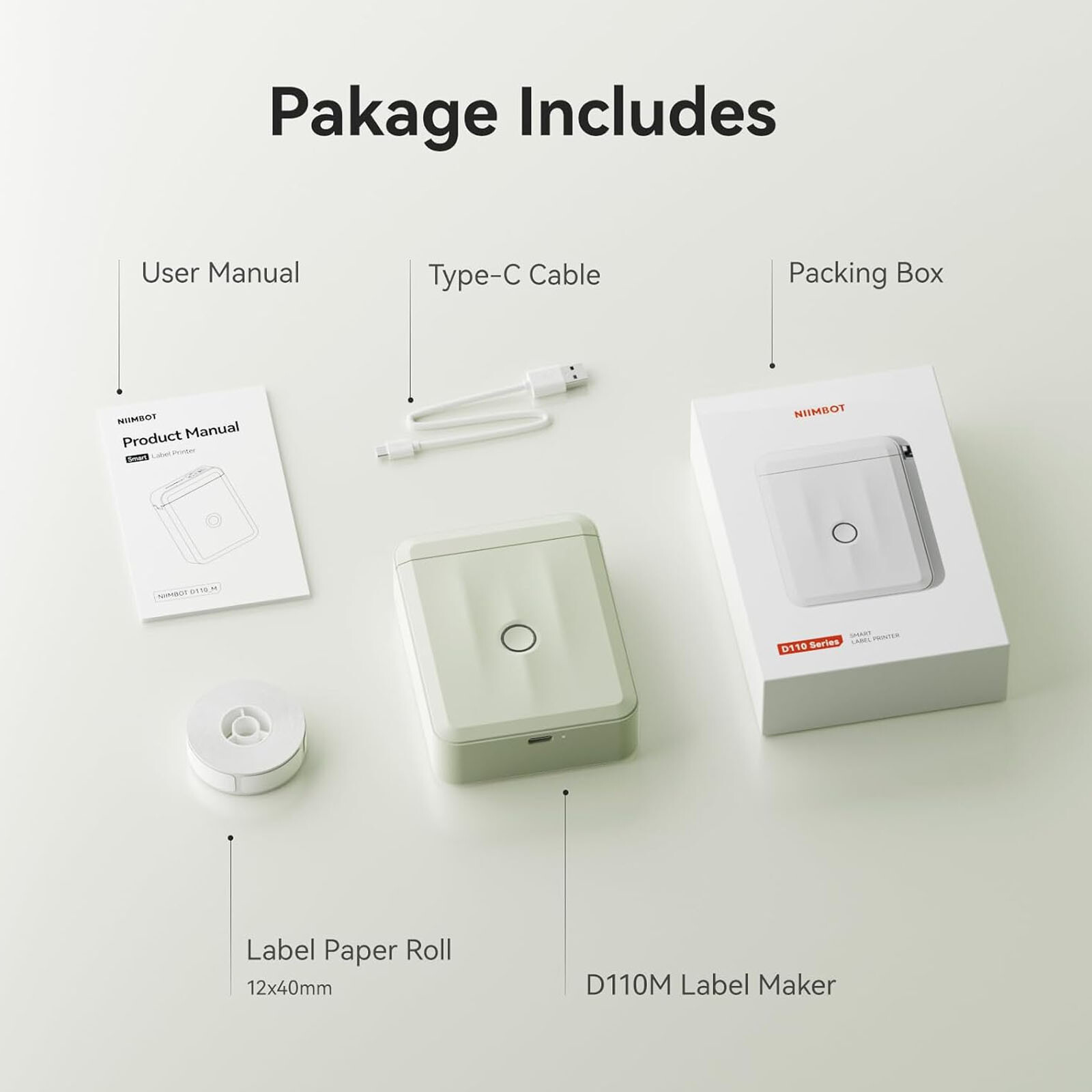 NIIMBOT D110 Bluetooth Label Maker with Tape Portable Thermal Label Printer