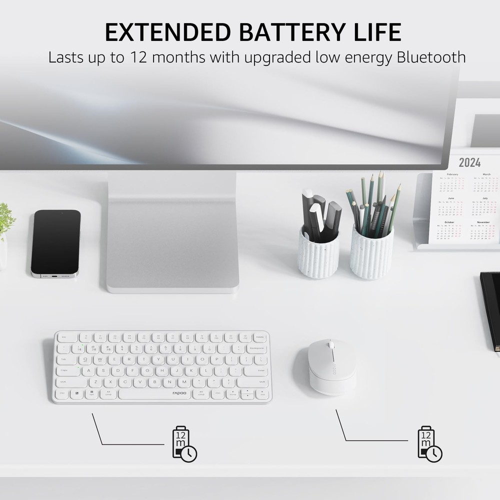 9010M MultiDevice Keyboard Mouse Combo 2.4GHz Bluetooth 5.0 Wireless Set