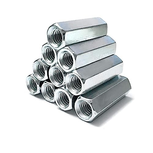 50 Packs Rod Coupling Nuts, UNC Threaded Hex Coupling Nut 1/4"-20