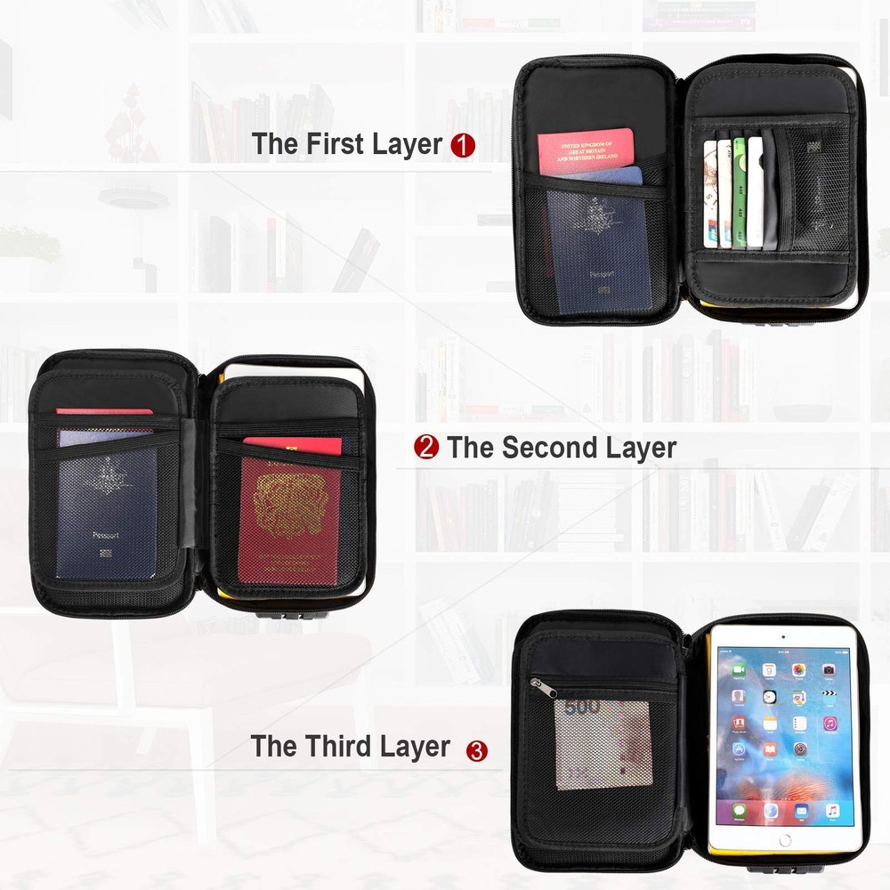 ENGPOW Small Fireproof Storage Organizer Case with Lock(9”x Small, Black