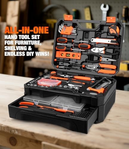 328-Piece Tool Set - Tool Kit Toolbox Storage Case with Drawer, General Orange