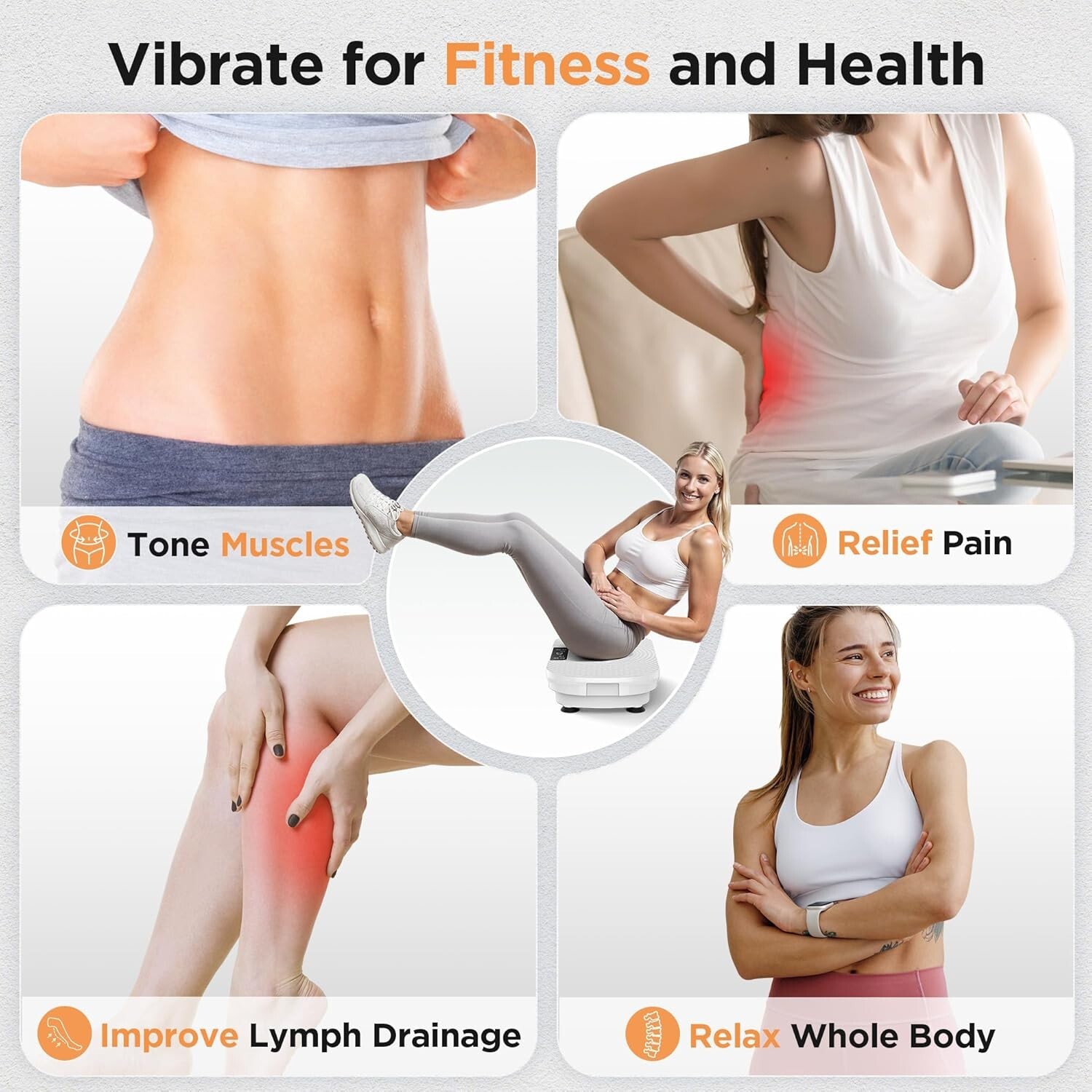 Whole Body Vibration Plate 330 LBS Capacity Multiple Modes for Toning Wellness