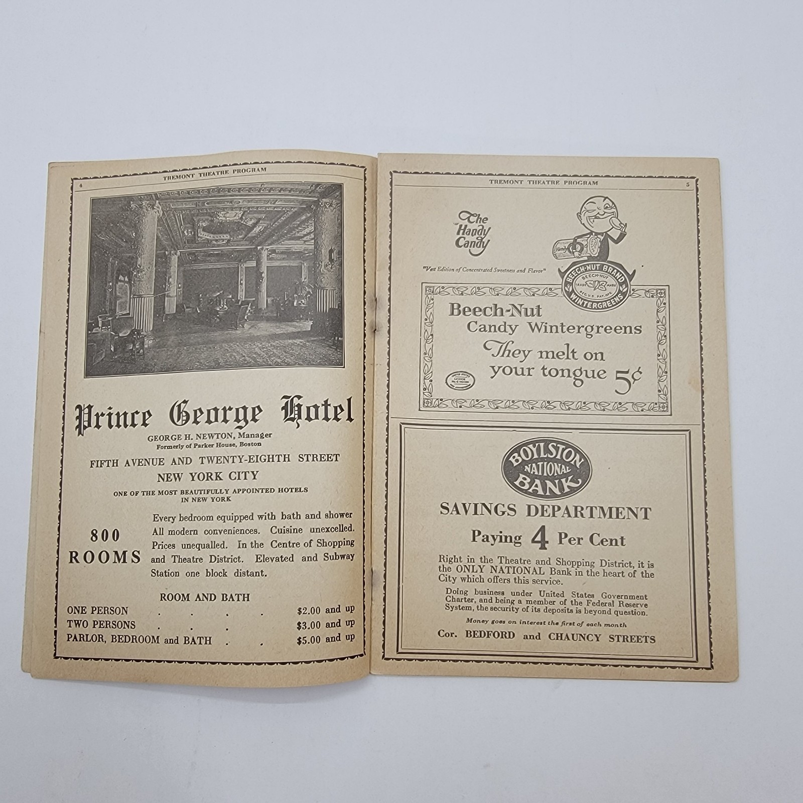 Antique Playbill Tremont Theatre Boston 1919 See-Saw theater play August 18
