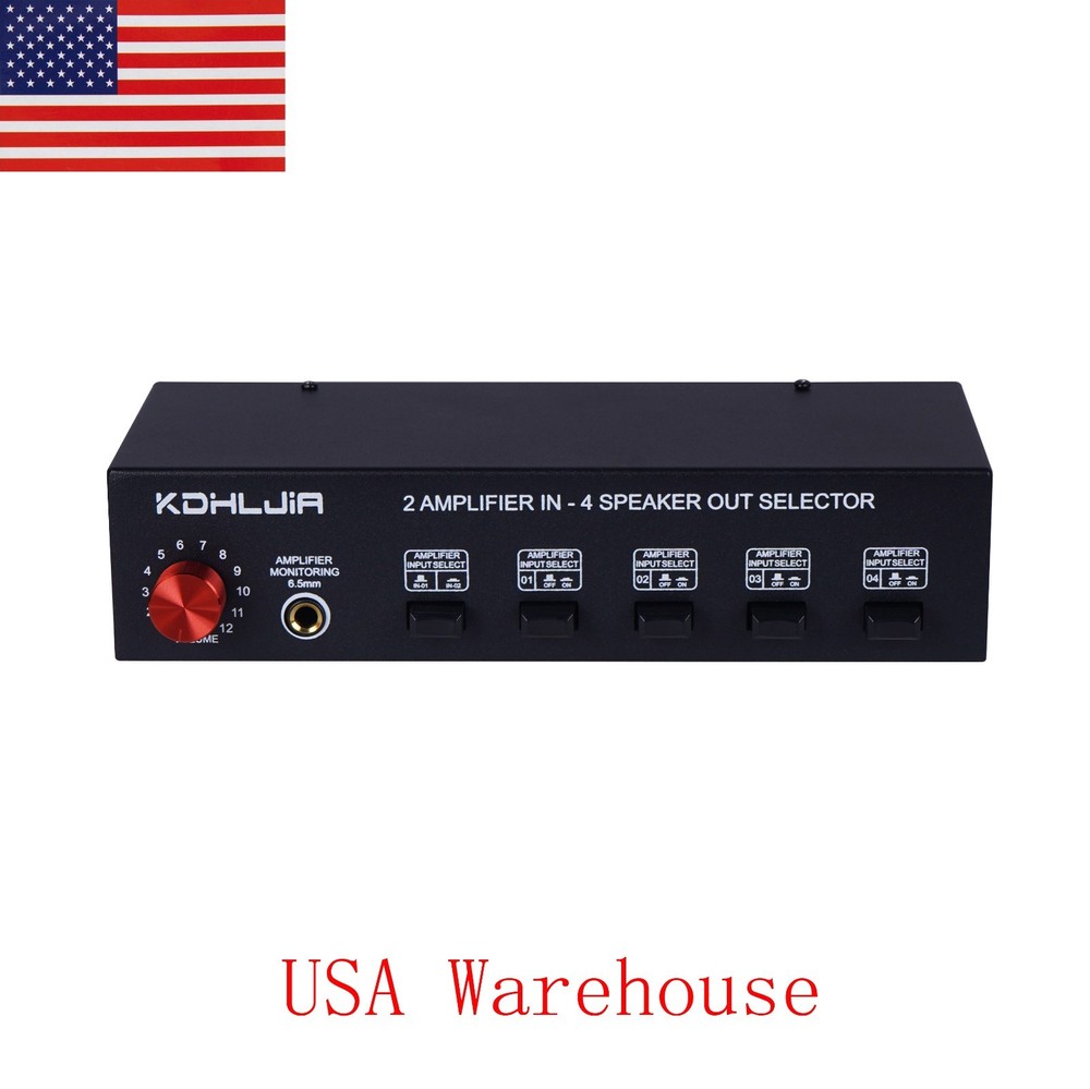 US 2in 4Out Speaker Selector Switch Box Amplifier Speaker Selector Mini Switcher