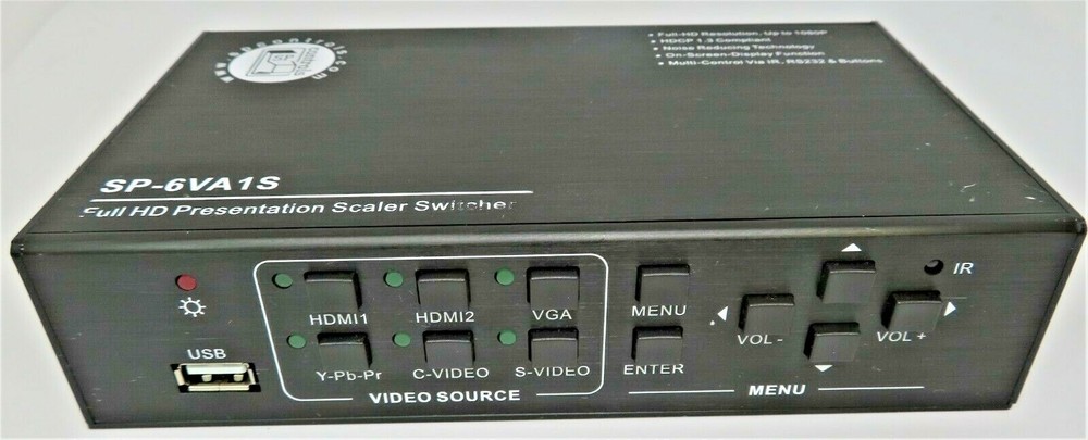 SP CONTROLS, INC. SP-6VA1S FULL HD PRESENTATION 6-INPUT SCALER SWITCHER