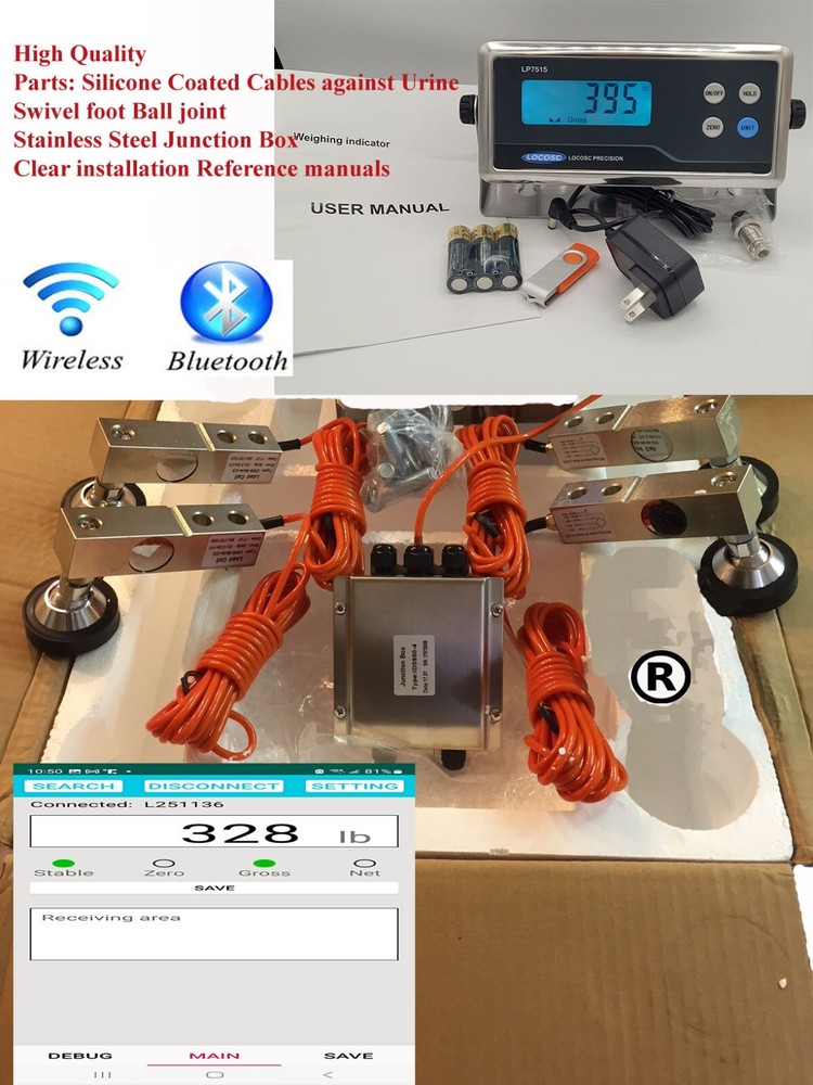 Livestock Scale Kit Cattle Hogs Squeeze Chute kit, With DATA Bluetooth APP