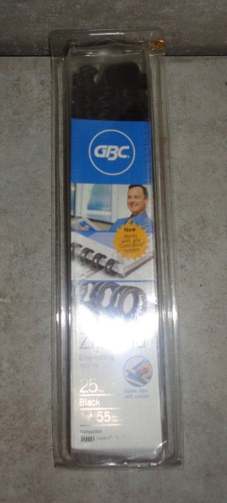 GBC ZIP BIND 3/8 BLACK EASY EDITING SPINES 25 PACK ZIP & UNZIP **