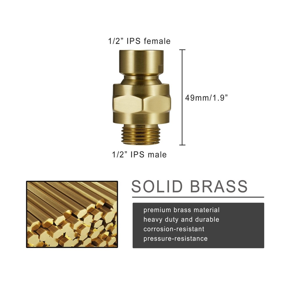 Solid Brass Shower Head Swivel Ball Adapter, Adjustable Shower Arm ... Fast Ship
