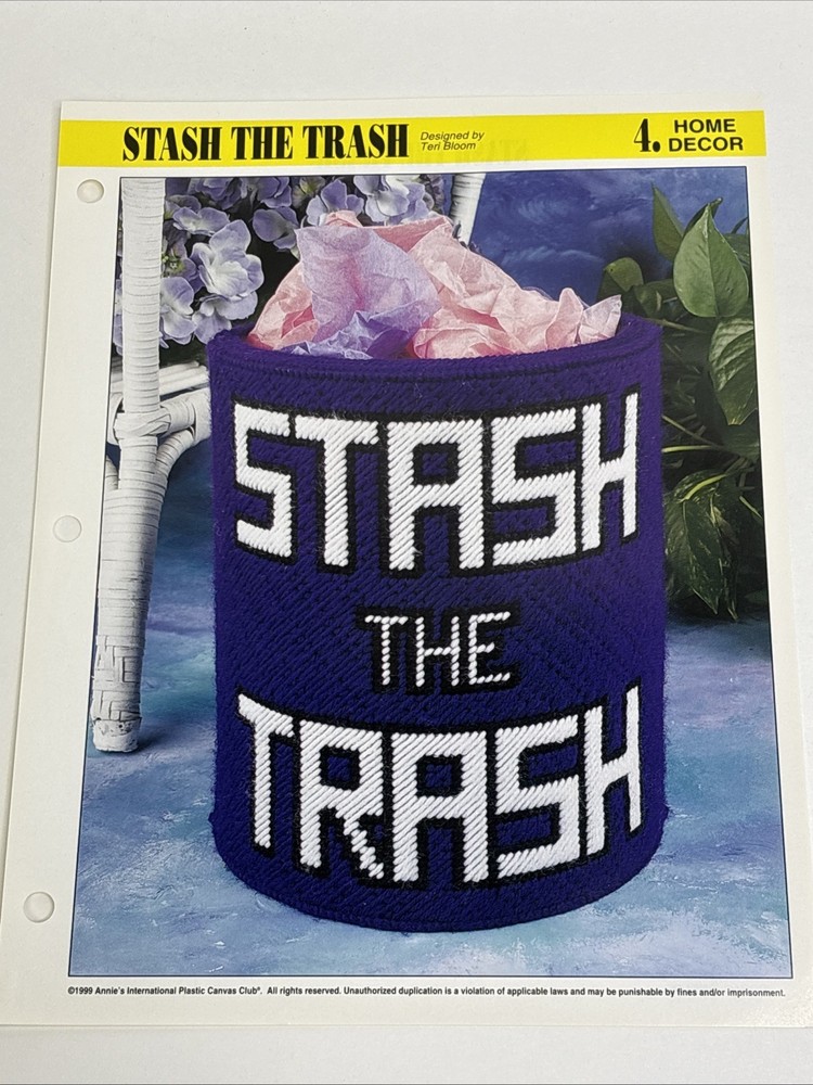 Stash The Trash Can Annie's Attic Plastic Canvas Pattern Page