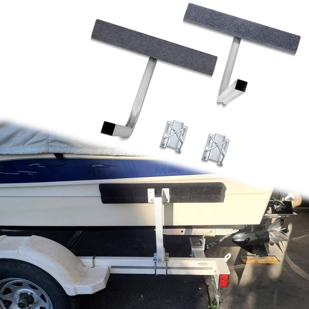 Boat Trailer 2' Side Guide On Bunk Board Carpeted Kit with Hardwares